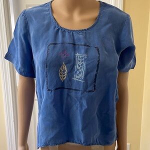 Rabbit Rabbit Rabbit Designs Blue Vintage size 10 medium Short Sleeve Top